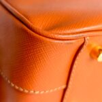 Prada Small Boston Bag Orange Saffiano Leather with Gold Hardware #RKUS-2 - Image 17