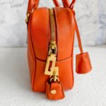 Prada Small Boston Bag Orange Saffiano Leather with Gold Hardware #RKUS-2 - Image 8