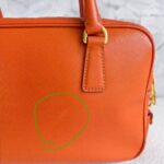 Prada Small Boston Bag Orange Saffiano Leather with Gold Hardware #RKUS-2 - Image 6