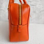 Prada Small Boston Bag Orange Saffiano Leather with Gold Hardware #RKUS-2 - Image 7