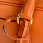 Prada Small Boston Bag Orange Saffiano Leather with Gold Hardware #RKUS-2 - Image 19