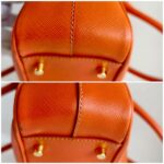 Prada Small Boston Bag Orange Saffiano Leather with Gold Hardware #RKUS-2 - Image 9