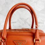 Prada Small Boston Bag Orange Saffiano Leather with Gold Hardware #RKUS-2 - Image 23
