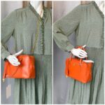 Prada Small Boston Bag Orange Saffiano Leather with Gold Hardware #RKUS-2 - Image 35