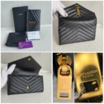 YSL Cassandre Large Flap Wallet Black Leather with Gold Hardware #RUUE-1 - Image 2