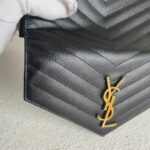 YSL Cassandre Large Flap Wallet Black Leather with Gold Hardware #RUUE-1 - Image 3