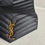 YSL Cassandre Large Flap Wallet Black Leather with Gold Hardware #RUUE-1 - Image 4