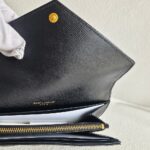 YSL Cassandre Large Flap Wallet Black Leather with Gold Hardware #RUUE-1 - Image 14