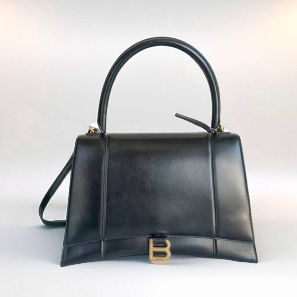 Balenciaga Medium Hourglass Black Box Leather with Gold Hardware #GULOR-1