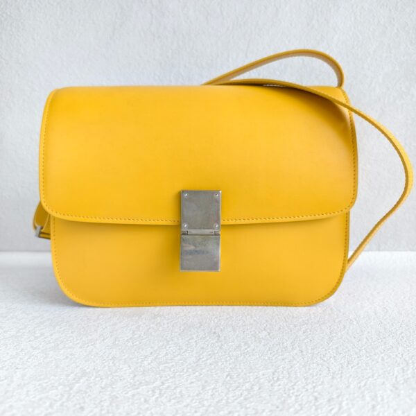 Celine Box Bag Yellow Smooth Calf Leather with Silver Hardware #RKET-2