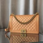 Chanel Boy Large Gold Calf Leather with Gold Hardware #RKUS-1