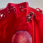 Christian Louboutin Marie Jane Bucket Red Suede Leather with Silver Hardware Bag #RKLC-2 - Image 21
