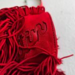 Christian Louboutin Marie Jane Bucket Red Suede Leather with Silver Hardware Bag #RKLC-2 - Image 12