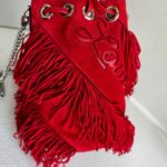 Christian Louboutin Marie Jane Bucket Red Suede Leather with Silver Hardware Bag #RKLC-2 - Image 3