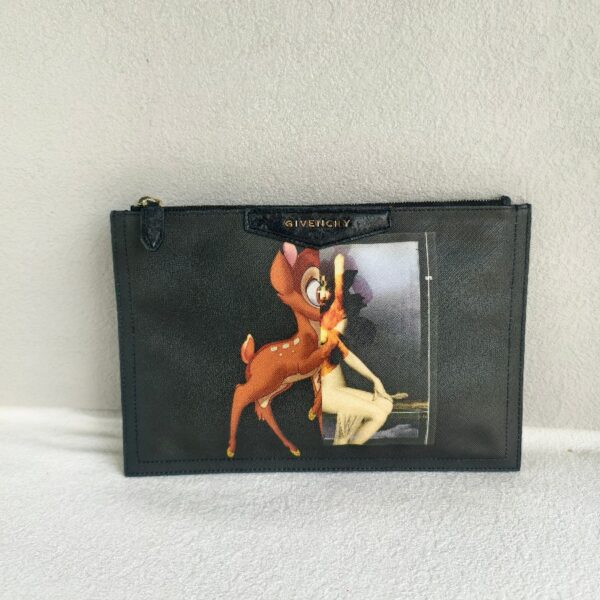 Givenchy Antigona Bambi Medium Clutch Black Coated Canvas with Silver Hardware #RKOL-4