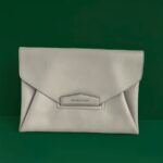 Givenchy Antigona Envelope Clutch Grey Leather with Silver Hardware #RKOL-3