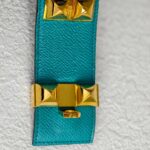 Hermes CDC Bracelet Size XS Green Epsom Leather With Gold Plated Hardware #OKOU-3 - Image 3