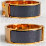 Hermes Clic Clac H Bangle Black Enamel with Gold Plated #RKTR-3 - Image 4