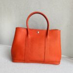 Hermes Garden Party 36cm Feu Orange Vache Country Leather with Palladium Hardware #RKTK-1