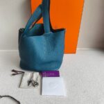 Hermes Picotin 22 Blue Clemence Leather with Palladium Harware #RKOT-1 - Image 2