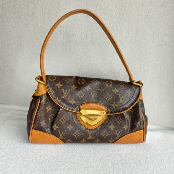 LV Beverly Brown Monogram Canvas with Leather and Gold Hardware #RKKR-1