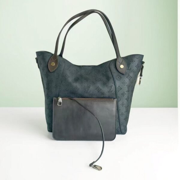 LV Hina MM Black Mahina Calf Leather with Silver Hardware Bag #GULYY-1