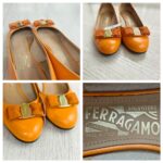 S.Ferragamo Size 7B Pump Orange Leather with Gold Hardware #RKYR-8 - Image 9