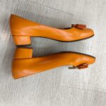S.Ferragamo Size 7B Pump Orange Leather with Gold Hardware #RKYR-8 - Image 7