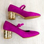 S.Ferragamo Size 7D Pump Pink Suede Leather with Gold Hardware #RKYR-11 - Image 5