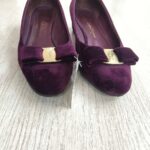 S.Ferragamo Size 7D Pump Purple Suede Leather with Gold Hardware #RKYR-10 - Image 3