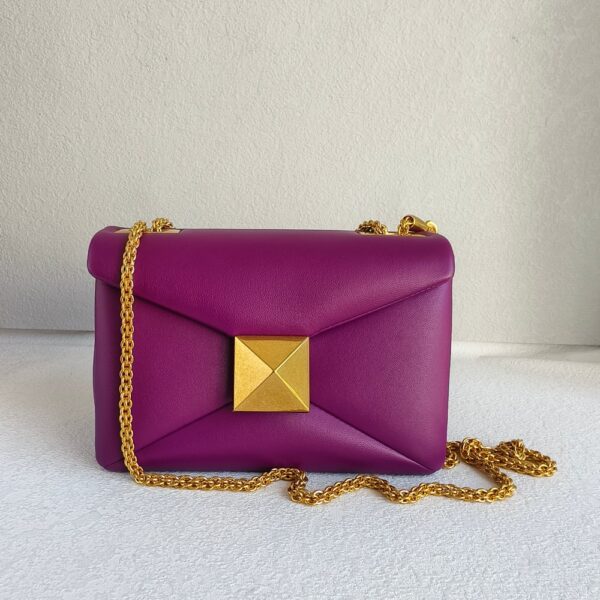 Valentino Garavani One Stud Sling Bag Purple Lambskin with Gold Hardware #RKUS-5
