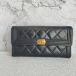 Chanel Boy Flap Wallet Black Patent Leather with Gold Hardware #RYEU-5