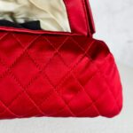 Chanel Clutch Red Satin with Silver Hardware #RYLY-1 - Image 23