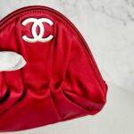 Chanel Clutch Red Satin with Silver Hardware #RYLY-1 - Image 4