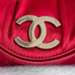 Chanel Clutch Red Satin with Silver Hardware #RYLY-1 - Image 14