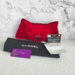 Chanel Clutch Red Satin with Silver Hardware #RYLY-1 - Image 2