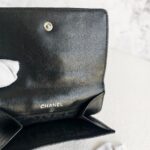 Chanel Compact Wallet Black Embossed Leather with Silver Hardware #RYEU-7 - Image 11