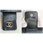 Chanel Compact Wallet Black Embossed Leather with Silver Hardware #RYEU-7 - Image 9