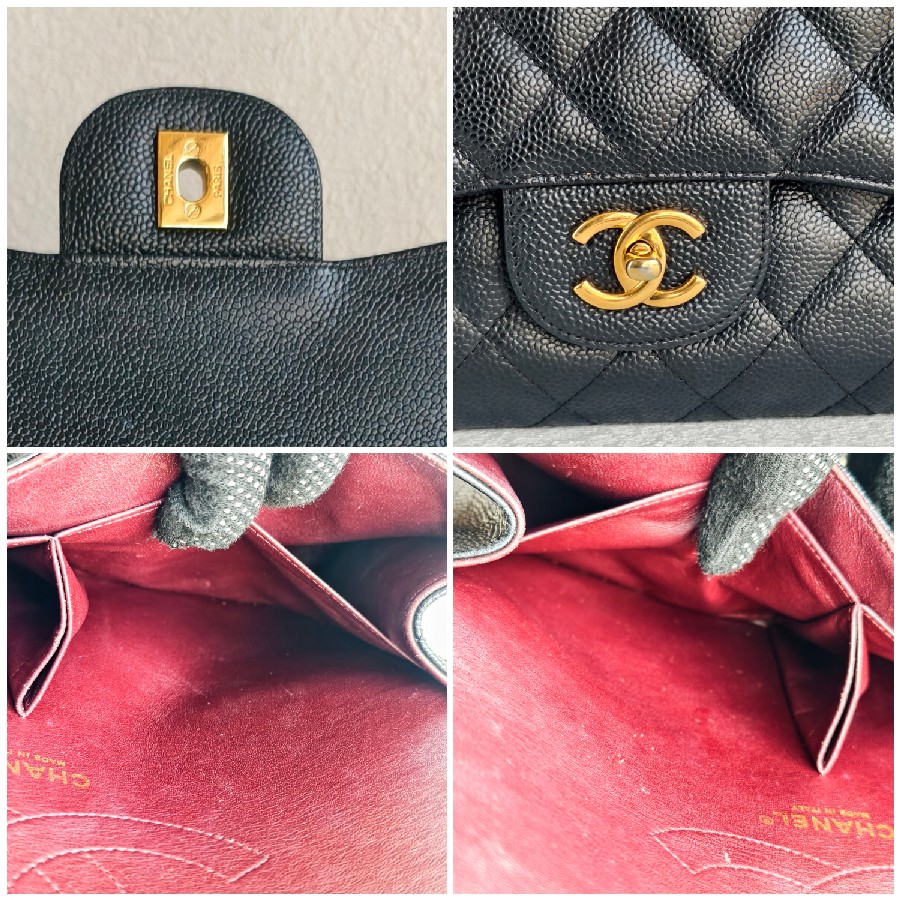 Chanel-Jumbo-Large-Double-Flap-Black-Grained-Calfskin-with-Gold Hardware #GUUEE-1 (2)