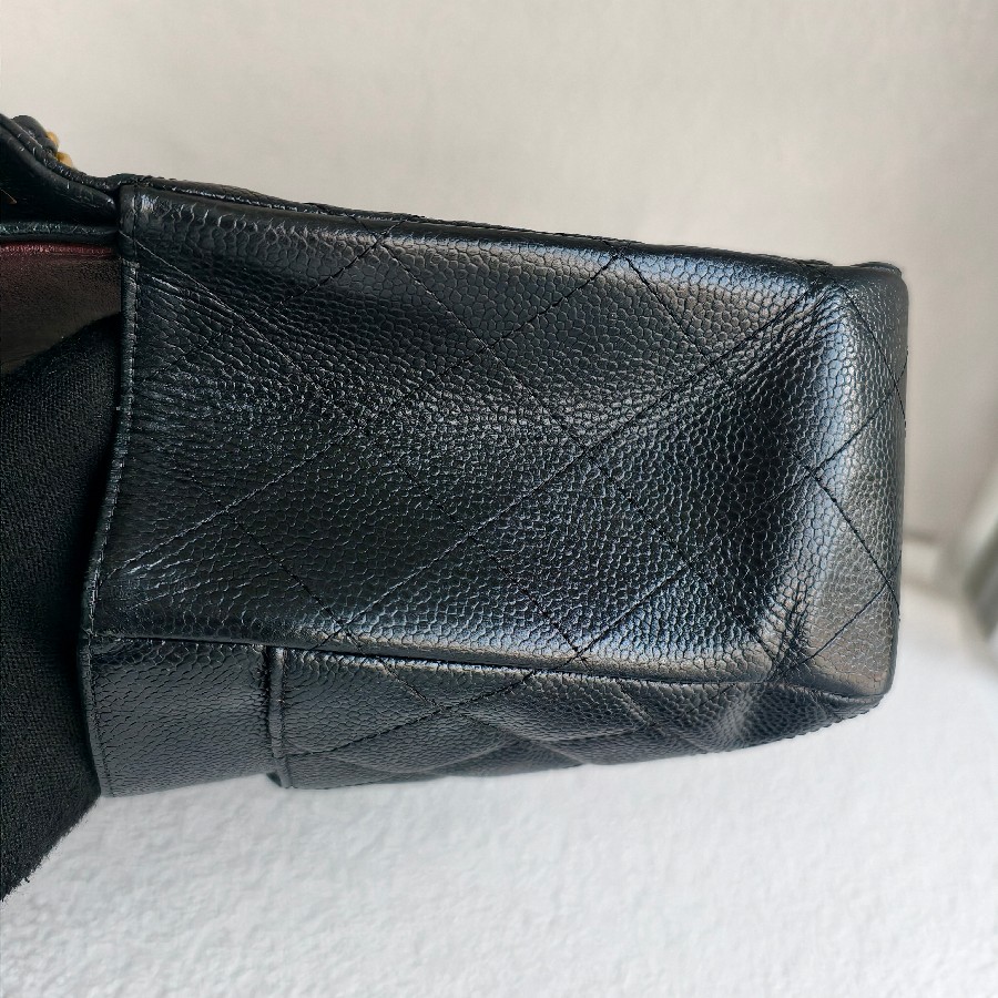 Chanel-Jumbo-Large-Double-Flap-Black-Grained-Calfskin-with-Gold Hardware #GUUEE-1 (26)