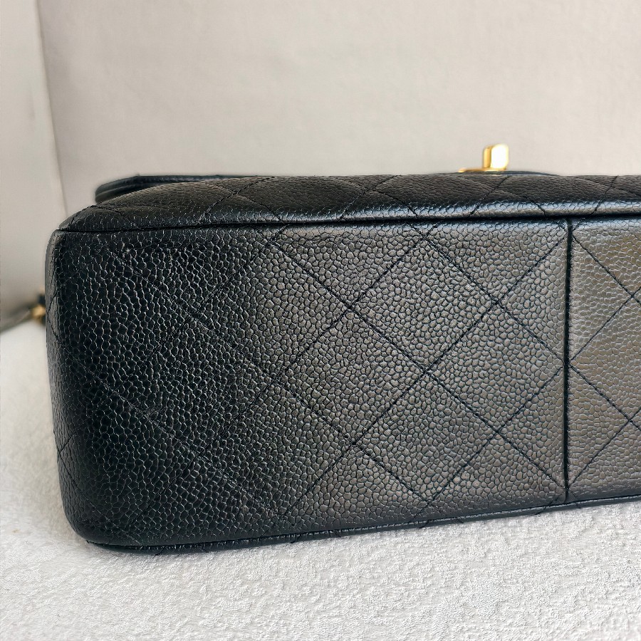 Chanel-Jumbo-Large-Double-Flap-Black-Grained-Calfskin-with-Gold Hardware #GUUEE-1 (42)