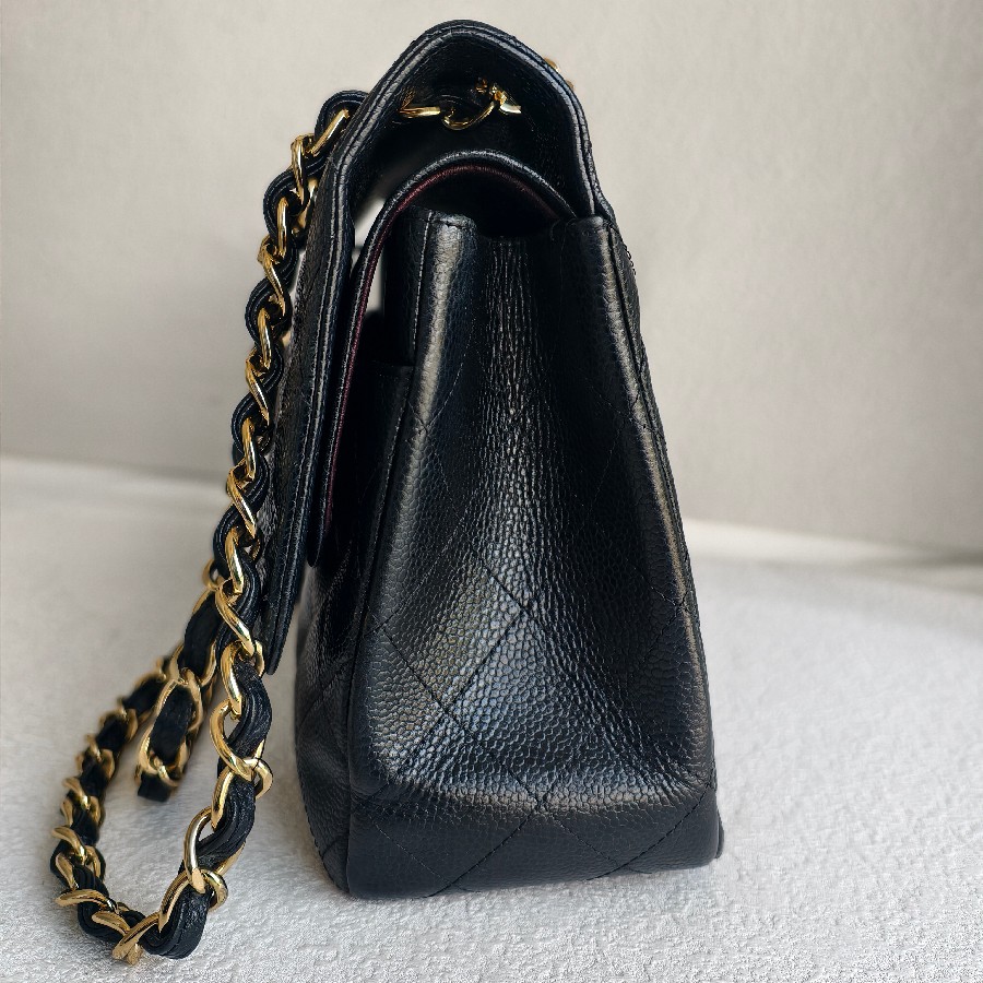 Chanel-Jumbo-Large-Double-Flap-Black-Grained-Calfskin-with-Gold Hardware #GUUEE-1 (43)