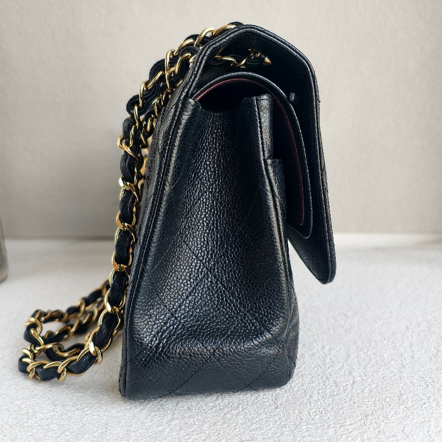 Chanel-Jumbo-Large-Double-Flap-Black-Grained-Calfskin-with-Gold Hardware #GUUEE-1 (47)