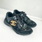 Chanel Trainers Size 40 Black Shoes #RYEE-5