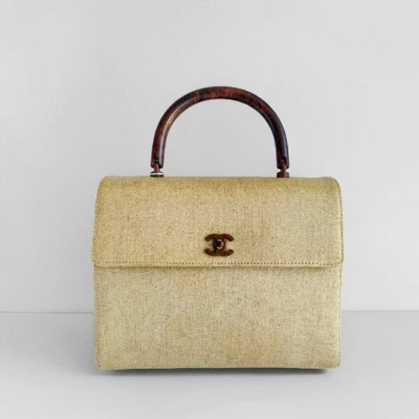 Chanel Vintage Kelly Bag Brown Coated Canvas with Gold Hardware #RYEU-1