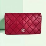 Chanel Wallet Red Leather with Silver Hardware #RKOL-7