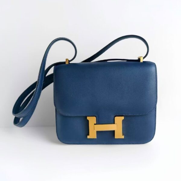 Hermes Constance lll 18cm Mini 7U Bleu Navy Swift Leather with Gold Plated Hardware #RKRE-1