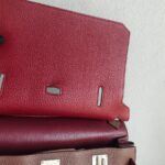 Hermes Jypsiere Eclat 34cm Marron d 'Inde /Rouge H Clemence Leather with Palladium Harware #RKSS-1 - Image 21