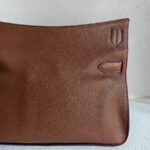 Hermes Jypsiere Eclat 34cm Marron d 'Inde /Rouge H Clemence Leather with Palladium Harware #RKSS-1 - Image 7