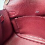 Hermes Jypsiere Eclat 34cm Marron d 'Inde /Rouge H Clemence Leather with Palladium Harware #RKSS-1 - Image 34